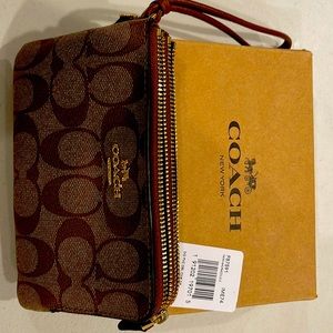 Coach double zip wristlet